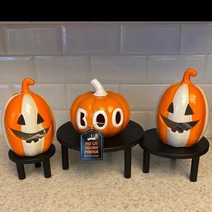 Ceramic Light Up Pumpkin set